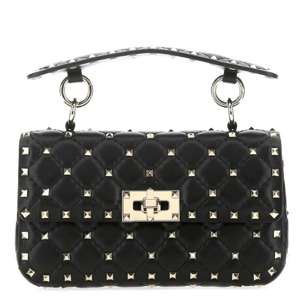 Valentino ROCKSTUD SPIKE NAPPA LEATHER BAG Black